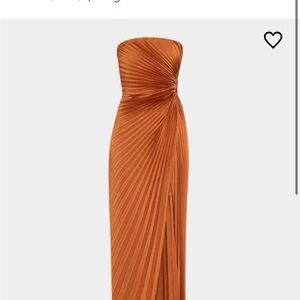A.L.C. Strapless Pleated Dress in Rich Orange